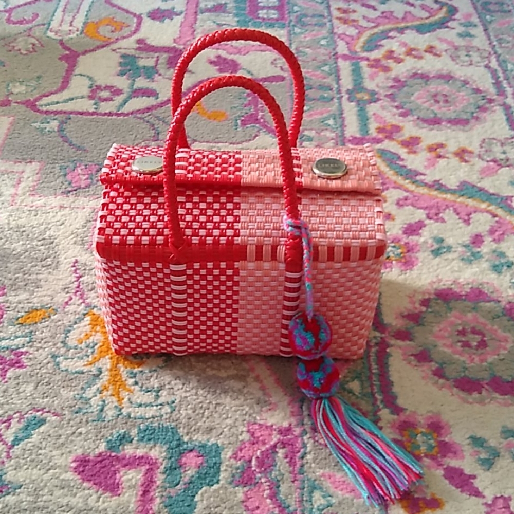 NWOT Likely woven pompom bag